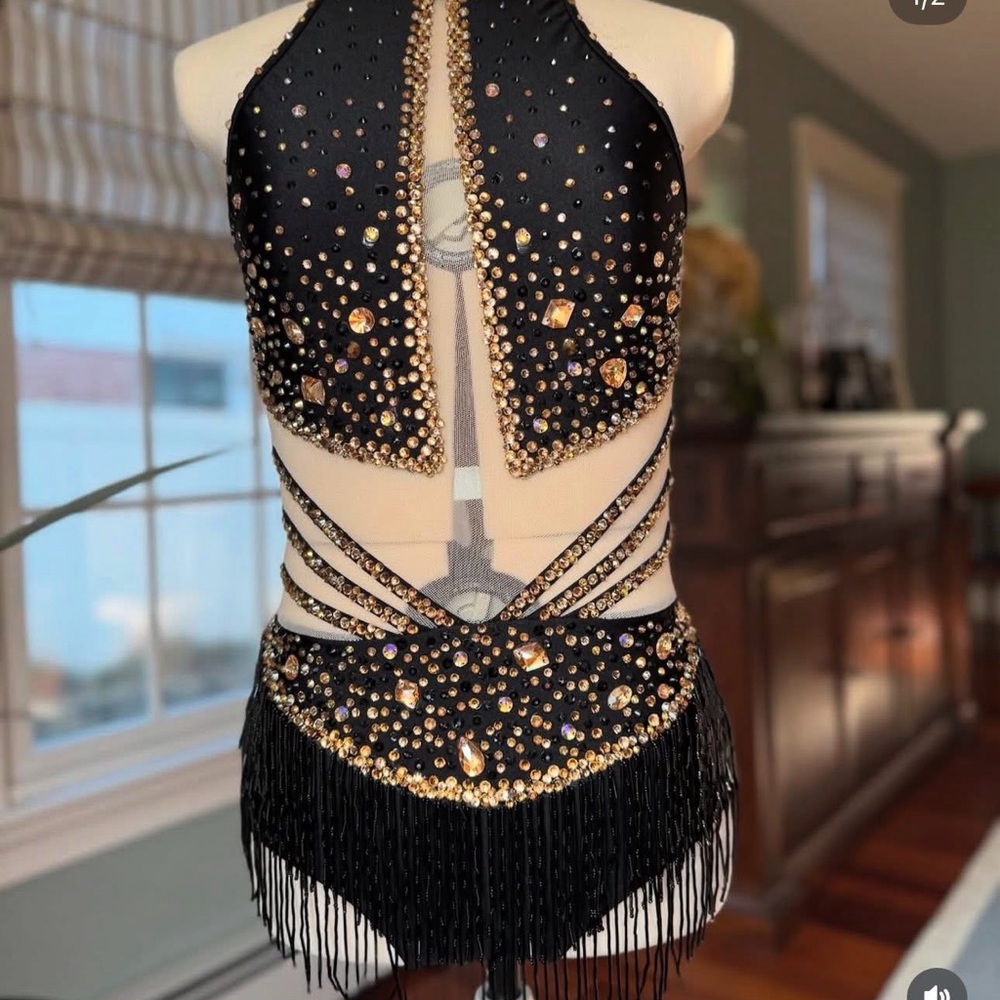 Black and Gold Kids Dance Costume